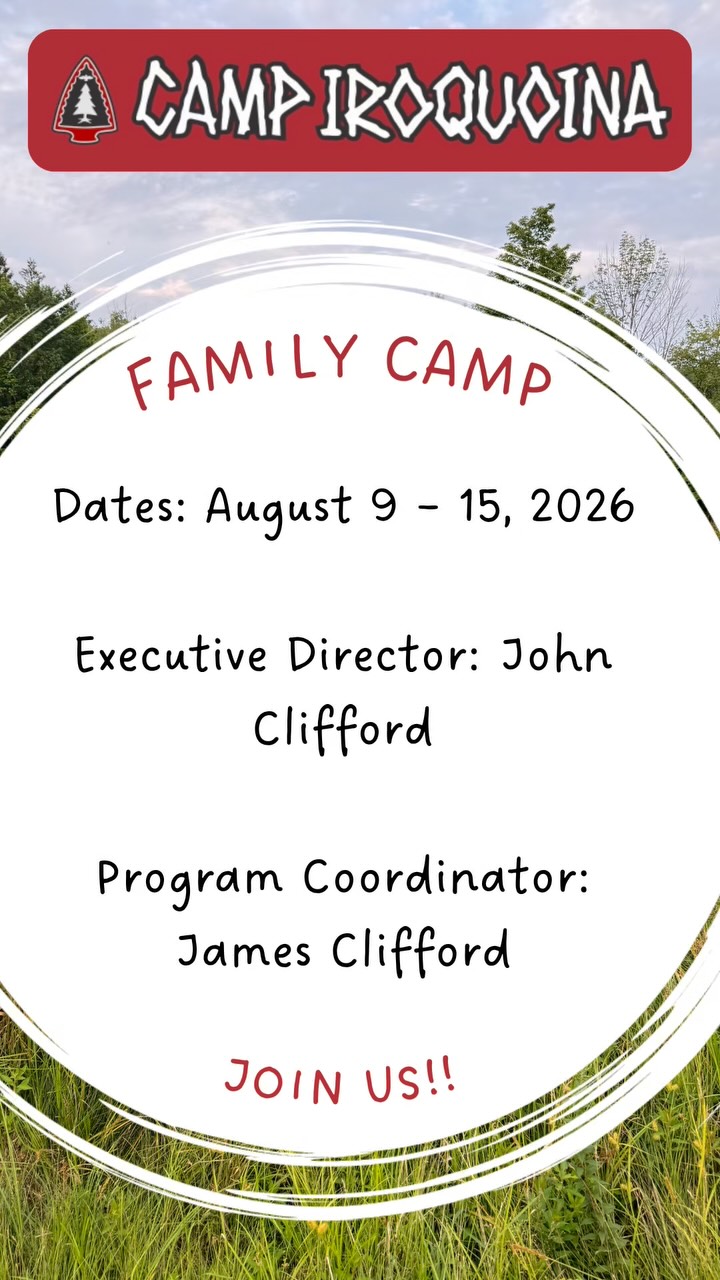 Family Camp features a relaxed atmosphere of fun, singing, and spiritual lessons designed to strengthen the Christian family. It offers a great chance to meet new people, learn new skills, and listen to Biblically sound teaching. Camp cabins accommodate up to 12 people. Space is available for tents/trailers. Bathrooms are conveniently located for all cabins and camping areas. 

More information can be found at 
https://iroquoina.org/summer-camps/family-camp/