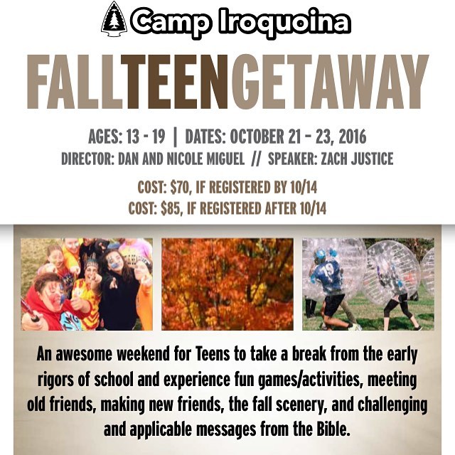 Fall Teen is about a week a way, but the EARLY registration is TOMORROW 10/14! Register now online to save some money!