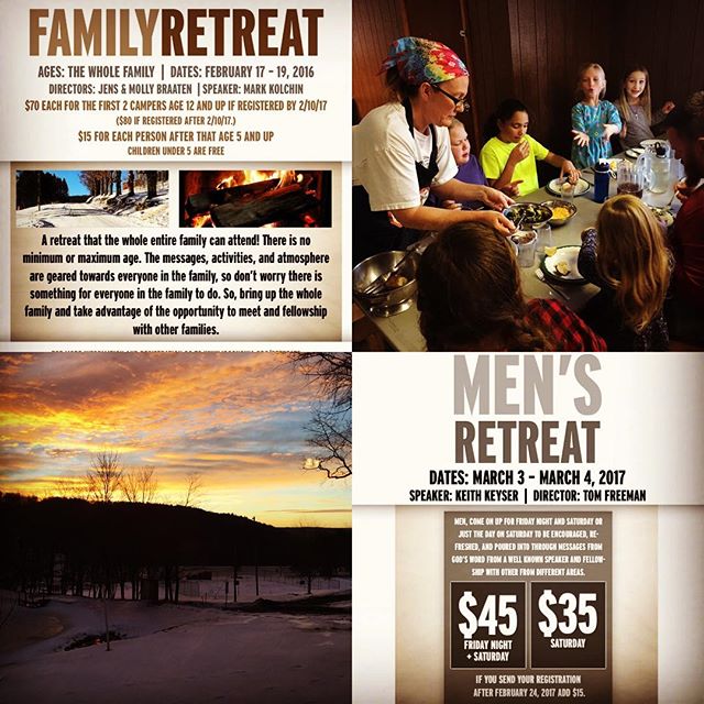 A wonderful time this past weekend at the Family Retreat! Amazing scenery, messages from God's Word, and people! NEXT retreat is the Men's Retreat in less than 2 weeks! MEN, there is still time for early registration, so don't let that opportunity pass you by!