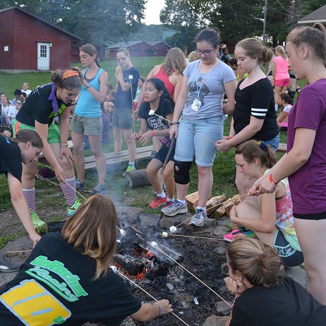 Making s'mores for our secret sisters😀. #iroqgirlscamp2017