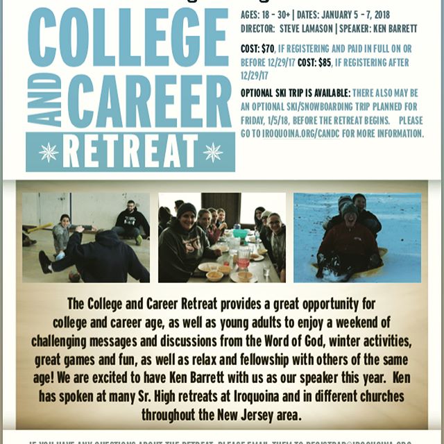 All 5 of our Winter Retreat Flyers are up and out! Check out the Retreats Page of the website(link in bio) for them! #campiroquoina #winterretreats2018