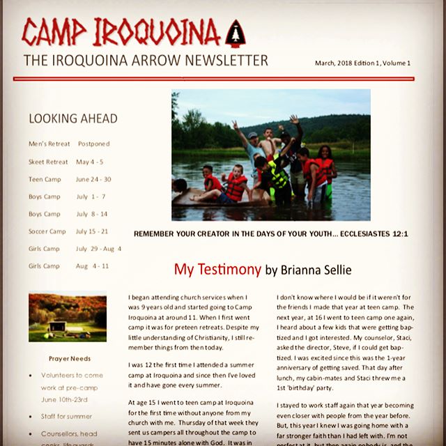 Hey Everyone! We just sent out our first official Newsletter since the Clinton Administration! Yeah, it’s been a while, but we got the presses back up and running! If you didn’t receive it via email, please contact info@iroquoina.org so you can. Please let us know what you think.ALSO, we uploaded a whole bunch of photos and videos from the summer thru the winter retreats. Please check out our Photo & Vid section on our website to see them(see link in bio). We are still missing photos from some of the fall retreats, so if you have any photos from them, please DM is and we will send you a file link to upload them. Thank you! #campiroquoina #newsletter #pictures #summercamp #retreats