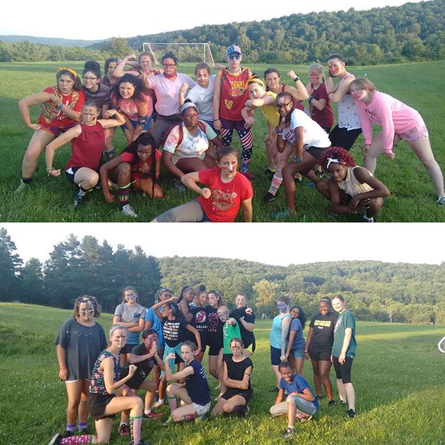 The weather finally cooperated for a fun and muddy game of Girls Camp Razzleblast!!!! This is the older group as they prepare for battle:). #iroqgc2018 #razzleblast #RuleNumberFive #RazzleBlastTrainingStartsAtGirlsCamp