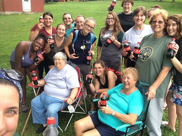 "Share a coke with a friend". 5th annual Girls Camp counselor/staff Share a Coke by the willow tree event.  #RuleNumber6 #shareacokewithafriend #Iroqgc2018