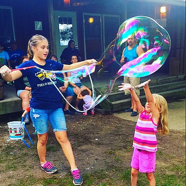 Better weather = Better opportunities to have fun outside in somewhat drier conditions! #campiroquoina #iroqfamily2018 #sunnydays #bubblesofallkinds #chapelbarn