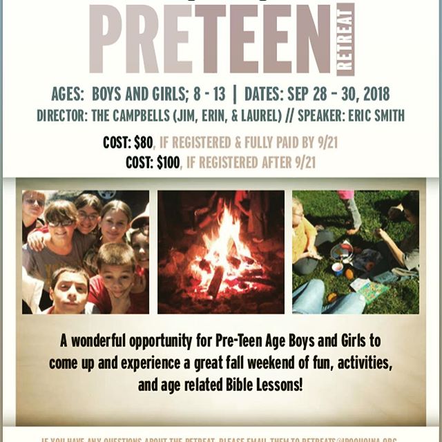 THE FALL RETREATS ARE COMING! THE FALL RETREATS ARE COMING! The Pre-Teen is 1st up in just under TWO Weeks! Early Registration Deadline is THIS Friday! #campiroquoina #retreats #fallretreats2018 #iroqpreteen2018 #iroqladies2018 #iroqfallteen2018 #iroqfatherandson2018 #linkinbio️