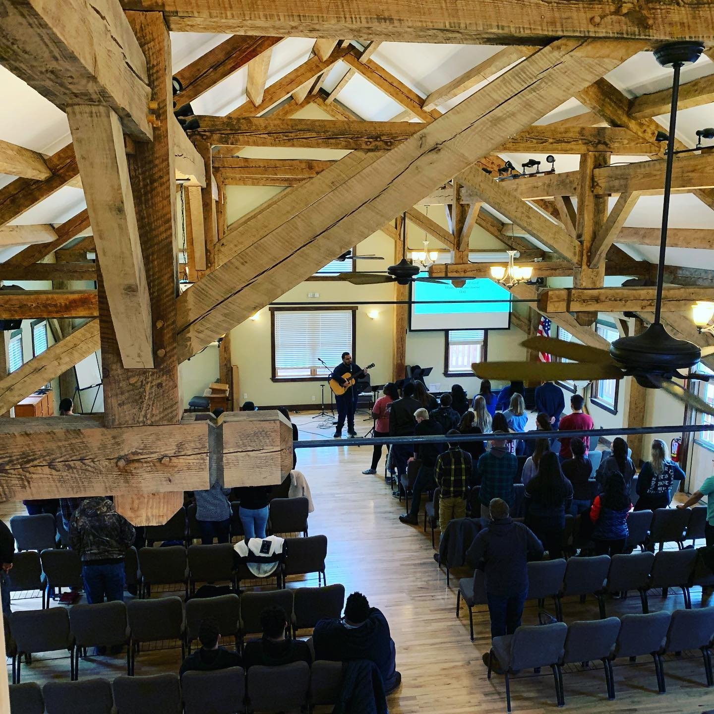 Some shots from our Morning Session in Chapel Barn at the College and Career Retreat! #campiroquoina #winterretreats2020 #iroqcnc2020