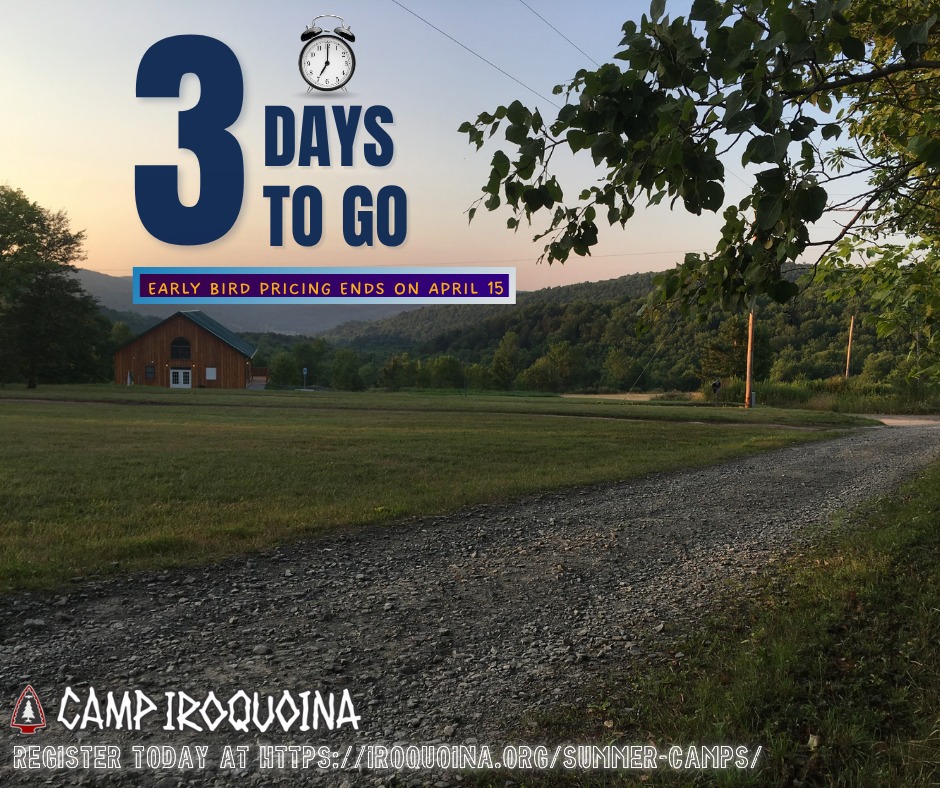 Register today, tomorrow, or Wednesday as they are the remaining days of our early bird pricing: https://iroquoina.org/summer-camps/

➡️ $275/week (regularly $315)

Planning to stay for multiple weeks?

➡️ Attend Boys Camp, Girls Camp, Skills Camp, or Emerge
➡️ Pay full price for your first week
➡️ Get $50 off each additional week you attend this summer

We’re praying for an incredible season and can’t wait to see all that God will do this summer!

🔗 Register today and join us for Summer 2026: https://iroquoina.org/summer-camps/