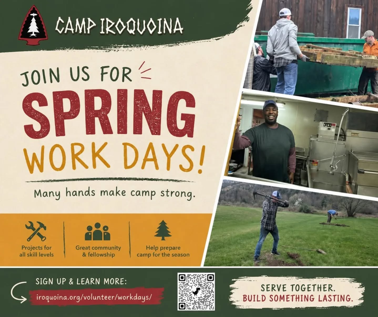 We're adding an additional work day to our 2026 workday schedule! In addition to our regular Saturday work days, a group from Bellevue Gospel Chapel is planning to use their day off on Friday, June 19 to help with general cleaning and other projects around camp. If you would like to join them, you can sign up at https://iroquoina.org/volunteer/workdays/ (link in bio)

Work days are about much more than maintenance projects. They bring together people of all ages and abilities who want to invest in the ministry of Camp Iroquoina. Every task completed helps prepare the camp for another summer of Gospel preaching, Bible teaching, and ministry that can impact lives for eternity.

There is no shortage of work to be done, and volunteers of all skill levels are welcome!